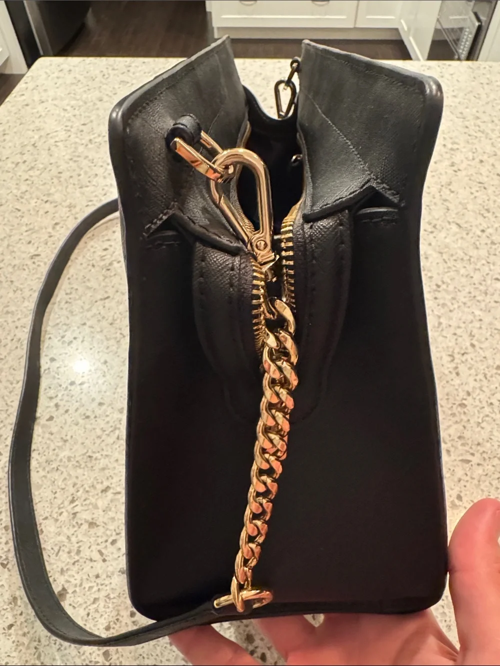 Michael Kors Black Saffiano Satchel with Gold Hardware